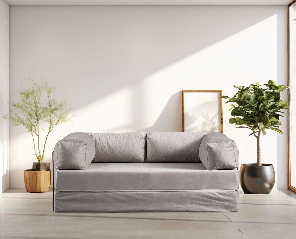 Atelier del Sofa Двосед на расклопување Via Con, 200x80x100 см, сива