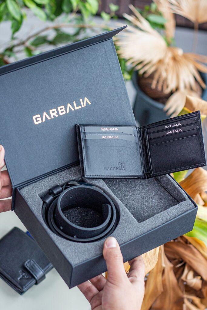 Комплет ремен и паричник MyValice Kevin за мажи, црн