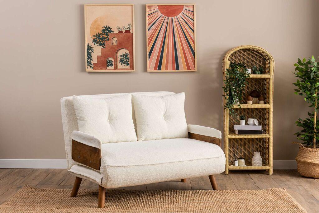 Atelier del Sofa Двосед на расклопување Cosmo, 190x120x82 см, бела