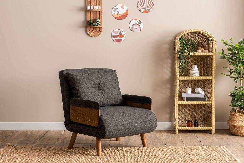 Фотелја на спуштање Atelier del Sofa Cosmo, 190x70x82 см, црна