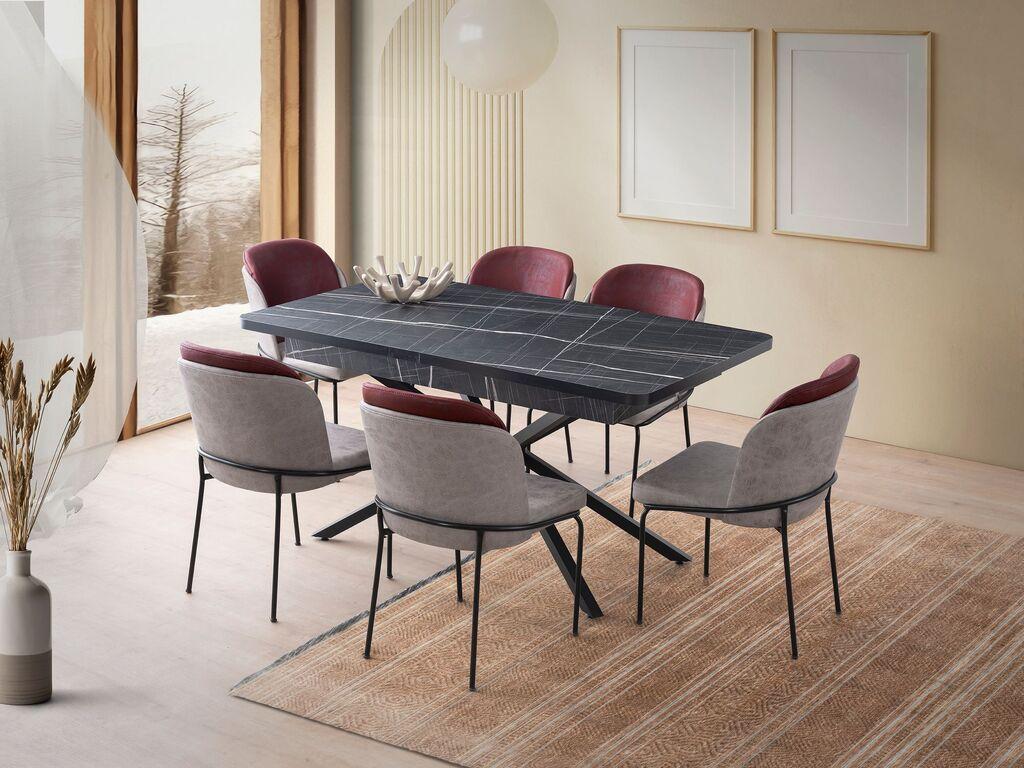 Трпезариска маса Hanah Home Falcon - 2962, 160x79x90 см, црна