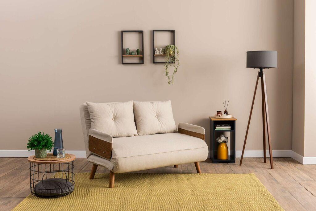 Atelier del Sofa Двосед на расклопување Cosmo, 190x120x82 см, црна