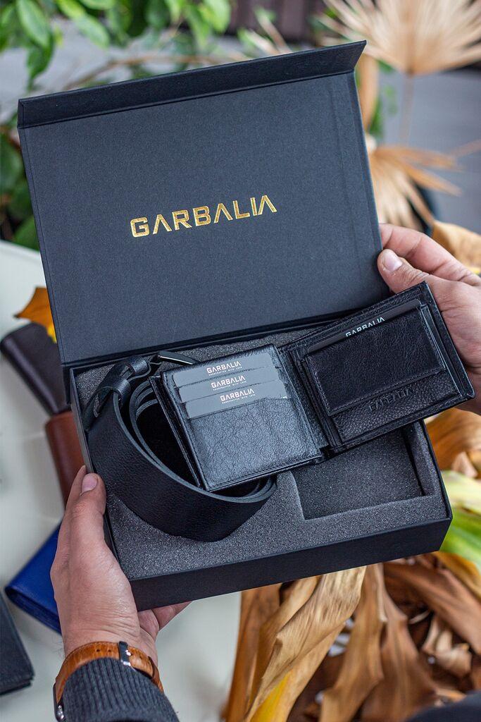 Комплет ремен и паричник MyValice Jackson за мажи, црн