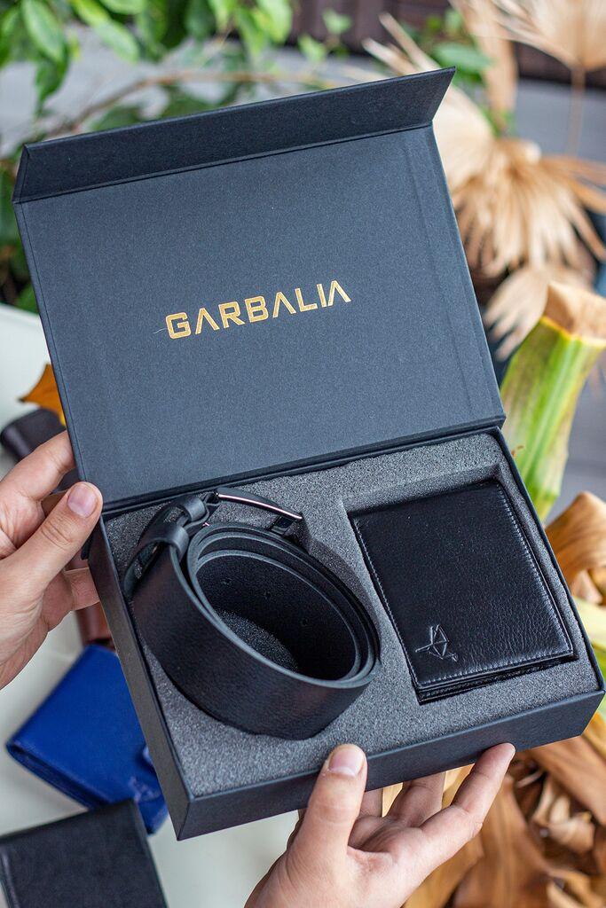 Комплет ремен и паричник MyValice Venice за мажи, црн