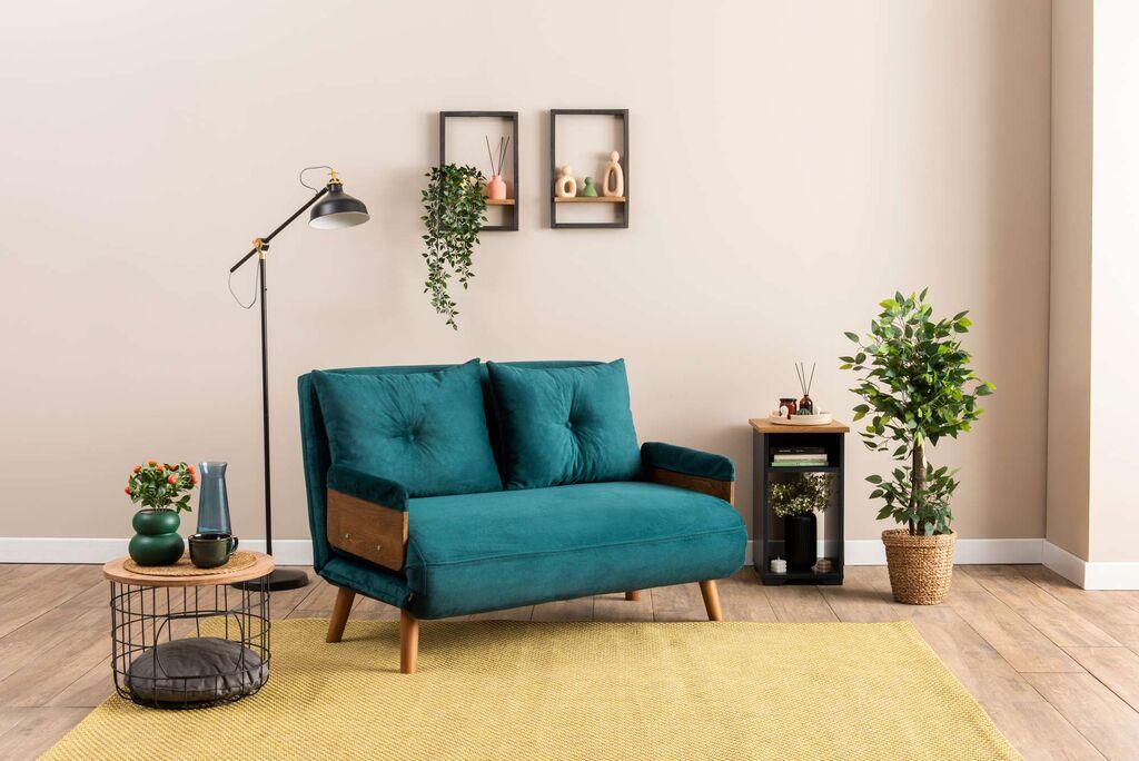 Atelier del Sofa Двосед на расклопување Cosmo, 190x120x82 см, црна