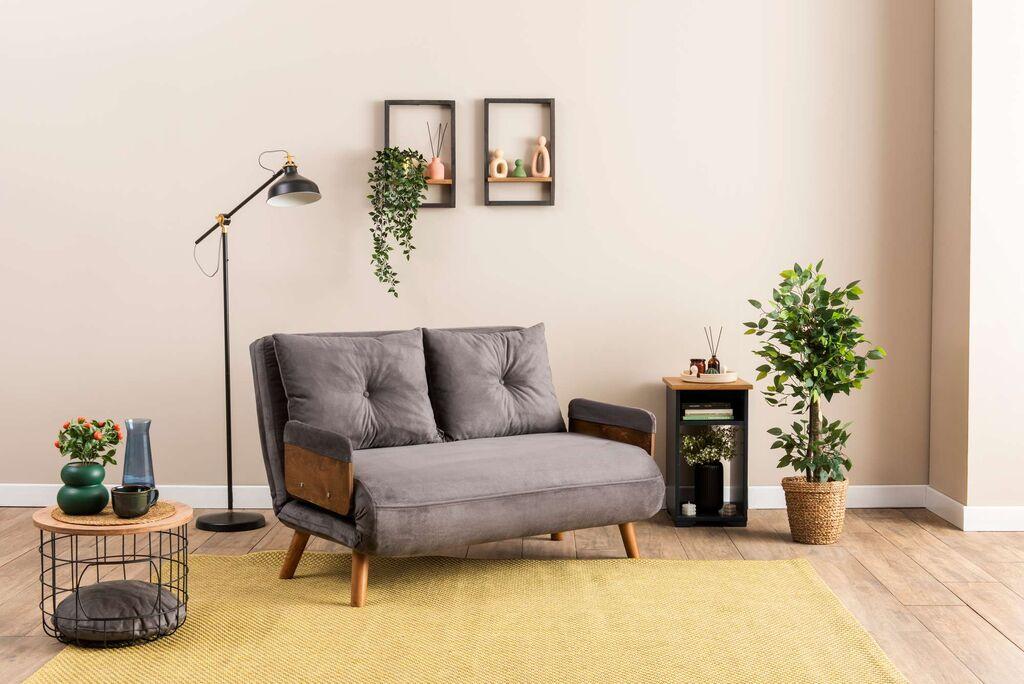 Atelier del Sofa Двосед на расклопување Cosmo, 190x120x82 см, црна