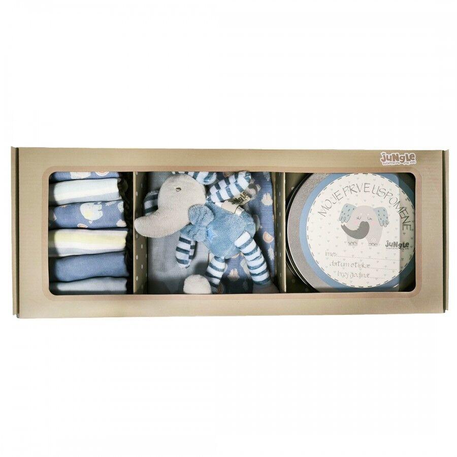 JUNGLE Сет за Бебе FIRST PRINT-Син Слон