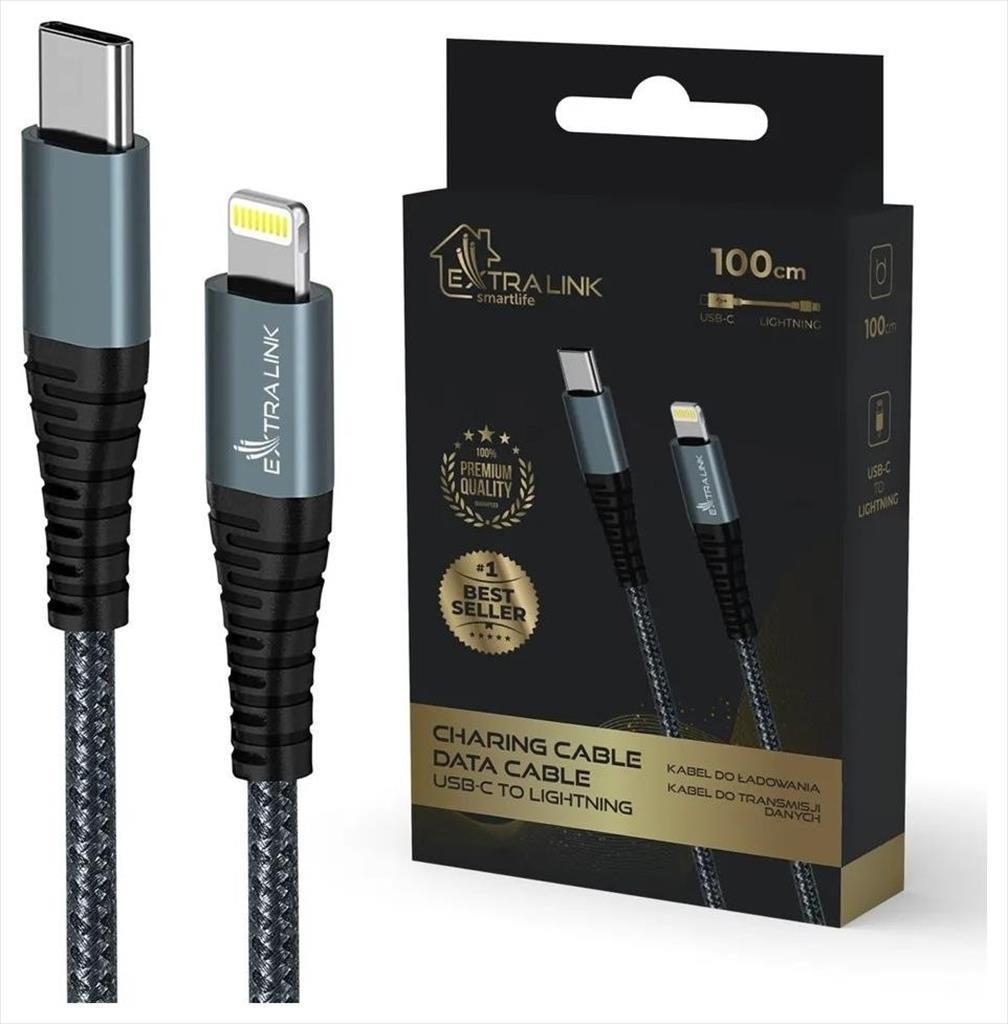ExtraLink USB-C Во Lightning Кабел 1m 27W Smart Life Црн