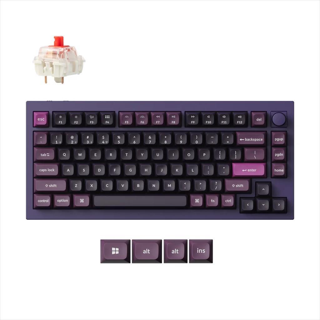 Keychron Механичка Тастатура Q1 Max 75% RGB Gateron Jupiter Red Multi-Device Виолетова Q1M-V1