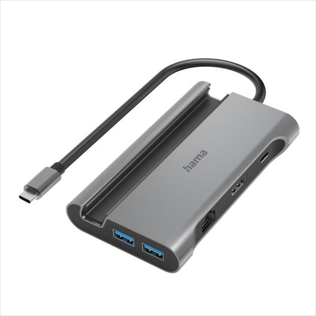 Hama Докинг Станица Type-C 7 Во 1 HDMI USB PD 100W LAN Сива 200143