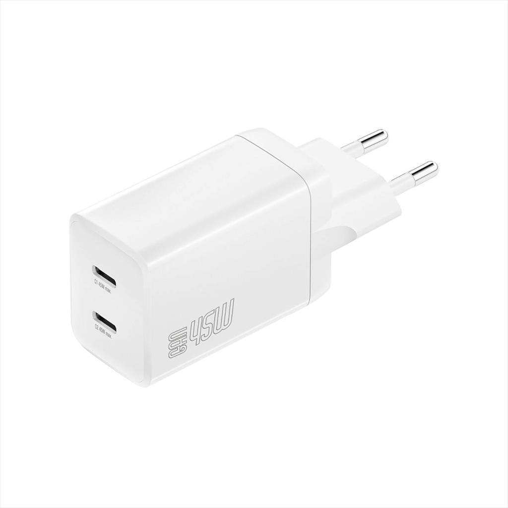 4Smarts Полнач За Телефон GaN PDPlug 2xType-C 45W Бел 540400