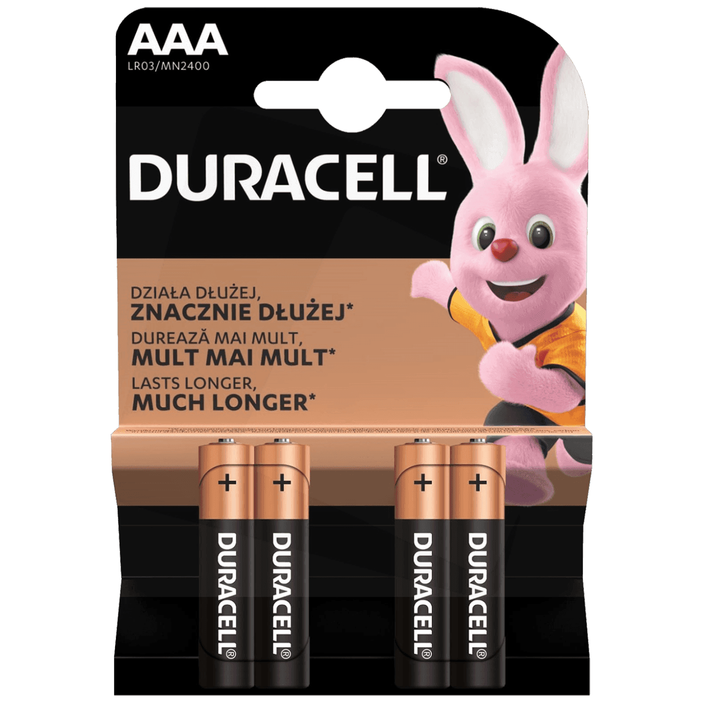DURACELL алкална батерија Mignon AAA B4, 1,5V, блистер 4 парчиња