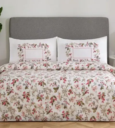 Ozdilek Двоен сет постелнина Nev Fresa Rosa 200x220 cm - Бел