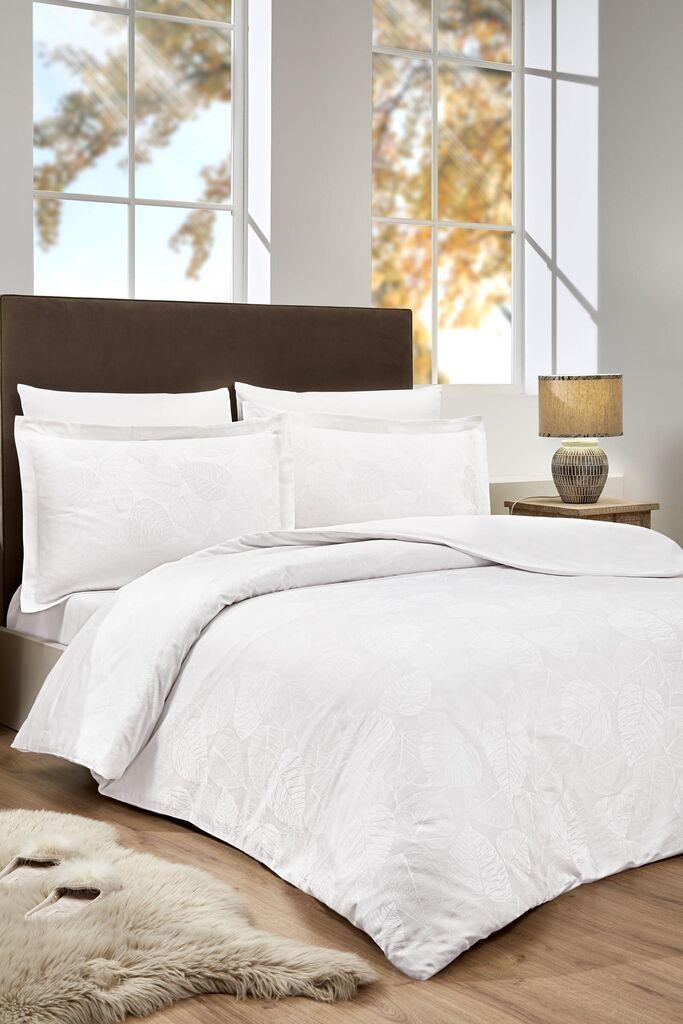 Ozdilek Yaprak Двоен жакард сатенски сет постелнина 200x220 cm - Крем