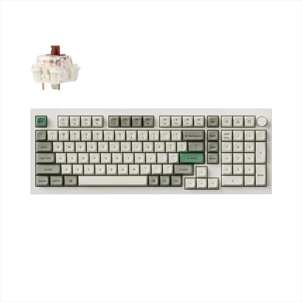 Keychron Тастатура Механичка Q5 Max Qmk/Via Rgb Al. Body, Hs Gateron Jupiter Brown, 2.4 Ghz & Bt, Shell White, W/Knob, Q5M-P3