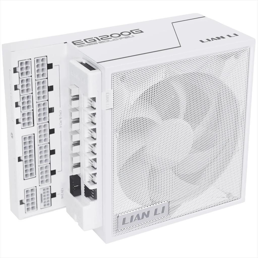 Lian Li Напојување Psu 1200W Edge Eg1200G 80+ Gold Pcie 5.1 (L-Shape, W/X4 Usb 2.0 Headers), Full Modular White
