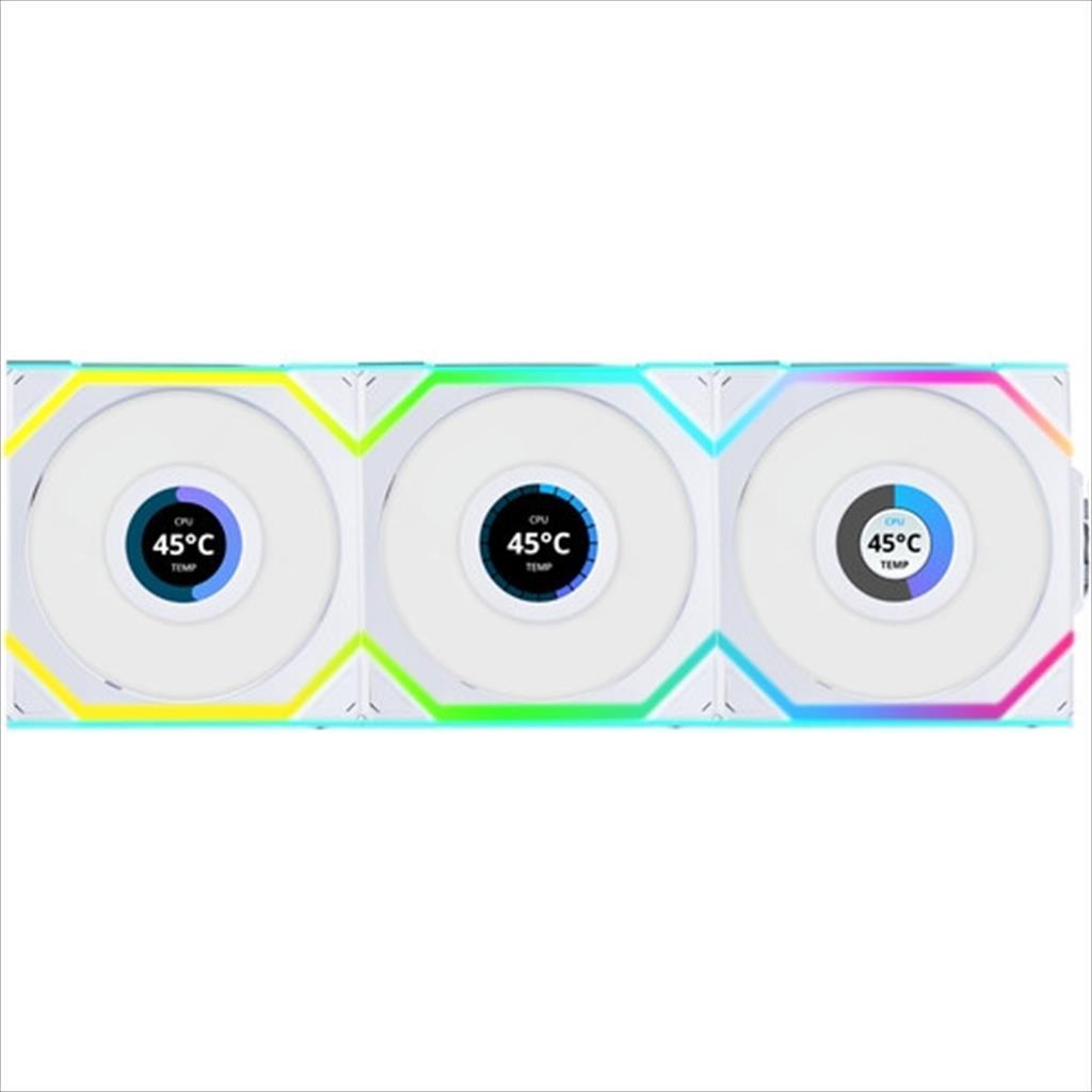 Lian Li Кулер Case Fan 3X120Mm Uni Fan Sl W/ L-Wireless Controller, Lcd 120 Reverse Blade A-Rgb Pwm, White, 12Rsllcd1W3W