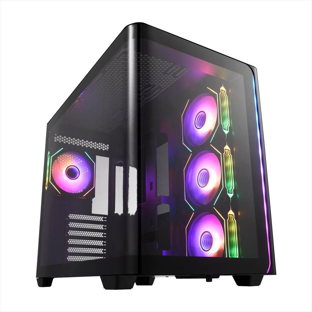 FSP Куќиште Atx Mid-Tower M580-Ba, 4X120Mm Reverse Pwm Argb, W/Curved Glass, Црно