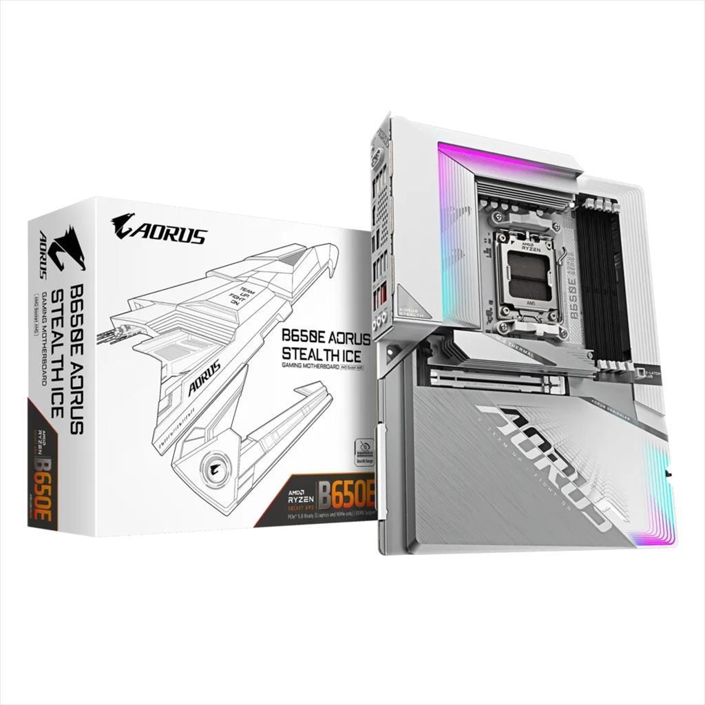 Gigabyte Матична плоча Am5 B650E Aorus Stealth Ice 4Xddr5 8000Mhz (O.C), Hdmi, Pci-Ex16 5.0, M.2 Pcie 5.0, 2Xm.2 4.0, 4Xsataiii