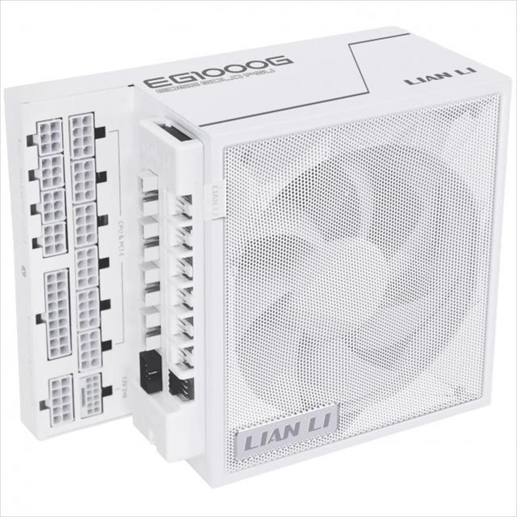 Lian Li Напојување Psu 1000W Edge Eg1000G 80+ Gold Pcie 5.1 (L-Shape, W/X4 Usb 2.0 Headers), Full Modular White