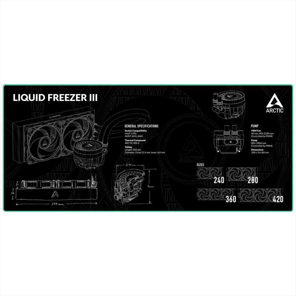 Arctic Подлога За Глувче Liquid Freezer Iii Црна, 400X900X3, Aemse00001A
