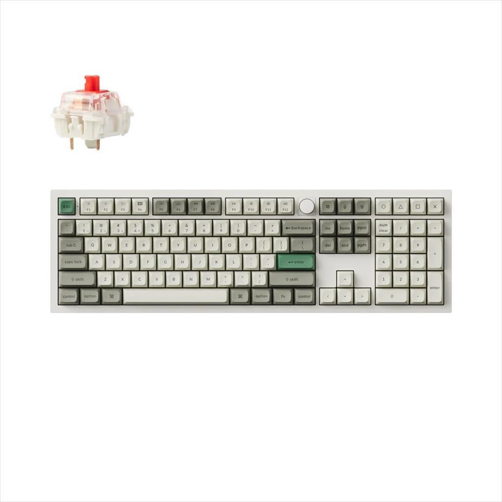 Keychron Тастатура Механичка Q6 Max Qmk/Via Rgb Full Size Al. Body, Hs Gateron Jupiter Red Multi-Device (2.4Ghz & Bt), Shell White,W/Knob