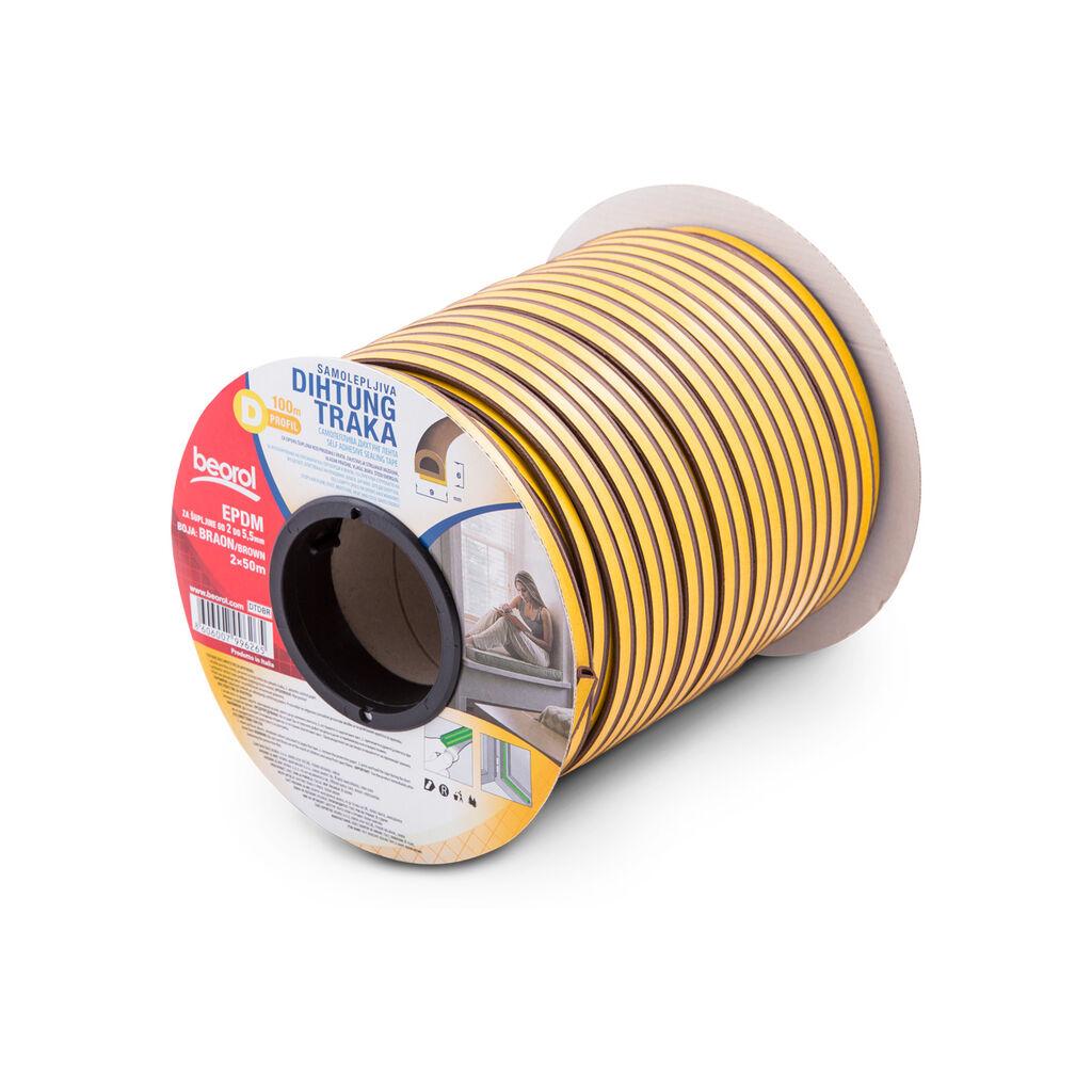 BEOROL Самолеплива дихтунг лента 2x50m, Д-профил