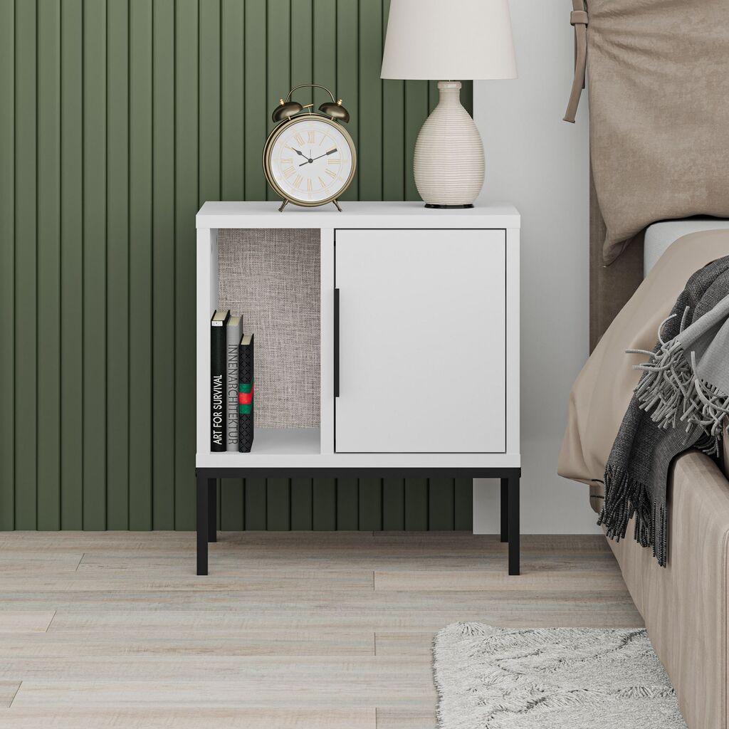 Ноќна масичка Hanah Home, 45x50x35 см, бела