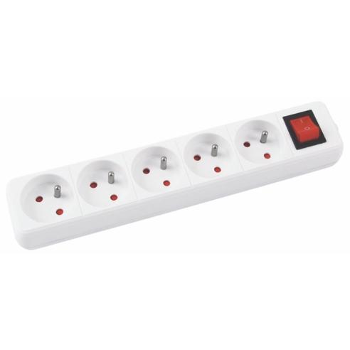 PBS Кабел продолжен, 1,5м, 5 пр. + прекинувач, 13115141-14, Бела