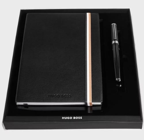 Hugo Boss Сет, Нотес А5+ Налив перо, HPHP254A, Црна