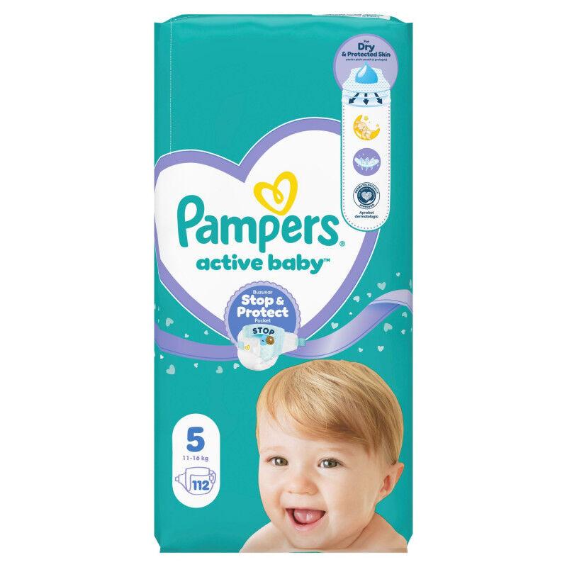 Pampers 5 Пелени за деца Active Baby бр.5 / 11-16kg / 112 парчиња