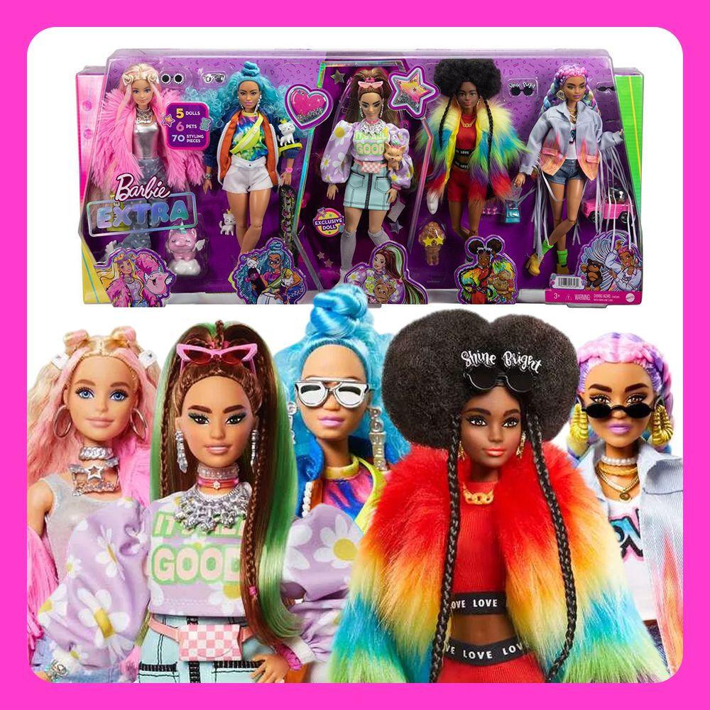 Barbie Extra Rock Bold Fashion Барбика со 15 аксесоари (милениц и,торби,телефони,х рана и шарени коси) GRN27