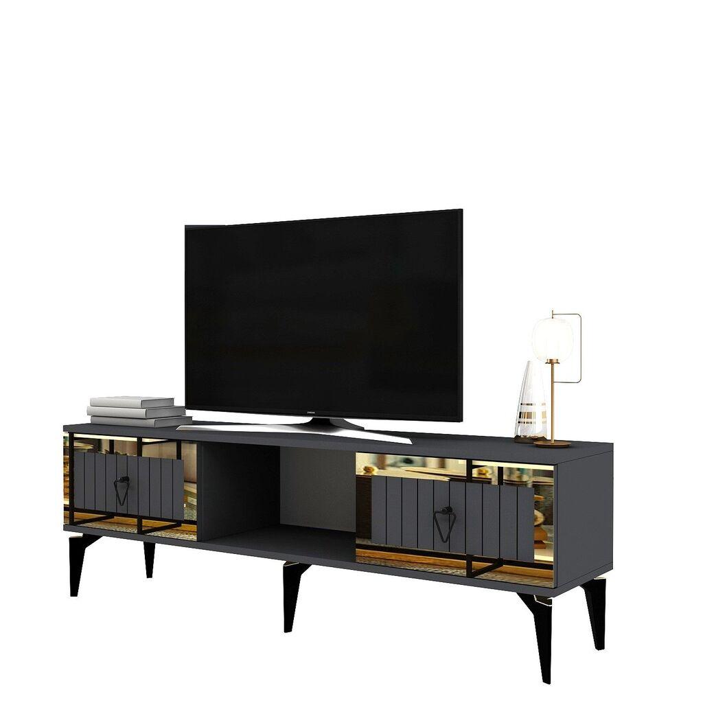 Комода за ТВ Hanah Home Linda, 150x44,6x29,6 см, антрацит-златна боја