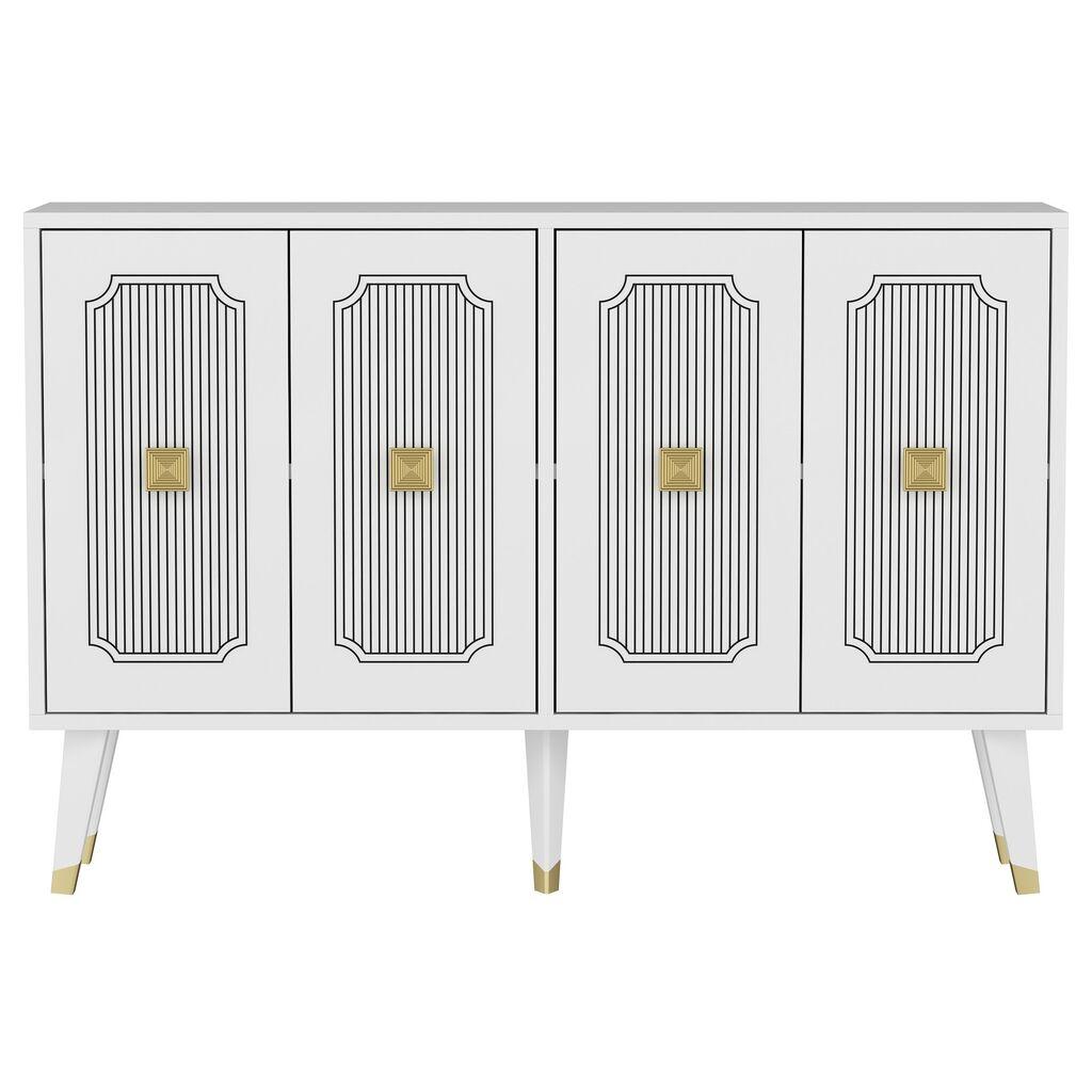 Hanah Home Console Derasi, 120x80x30 см, бело-златна боја