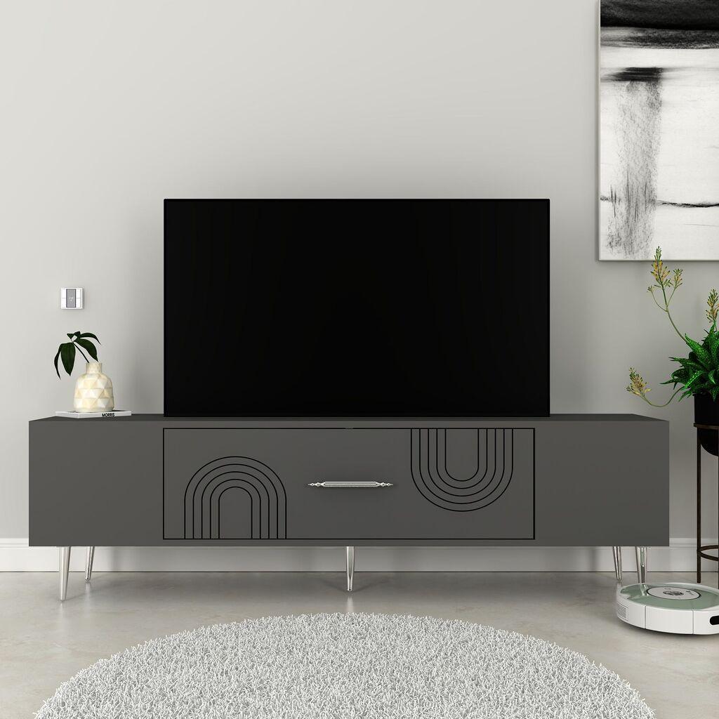 Комода за телевизор Hanah Home Dekol2, 150x48.2x29.6 см, антрацит-златна боја