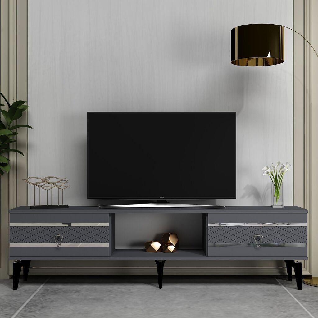 Комода за телевизор Hanah Home од пелин, 150x44,6x29,6 см, антрацит-златна
