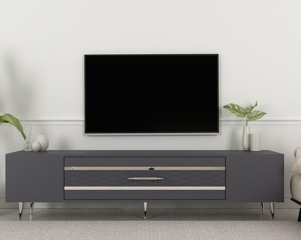 Комода за телевизор Hanah Home Dekolp2, 150x48.2x35 см, антрацит-златна