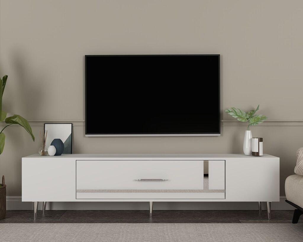 Комода за телевизор Hanah Home Dekop1, 150x48.2x29.6 см, бело-златна боја