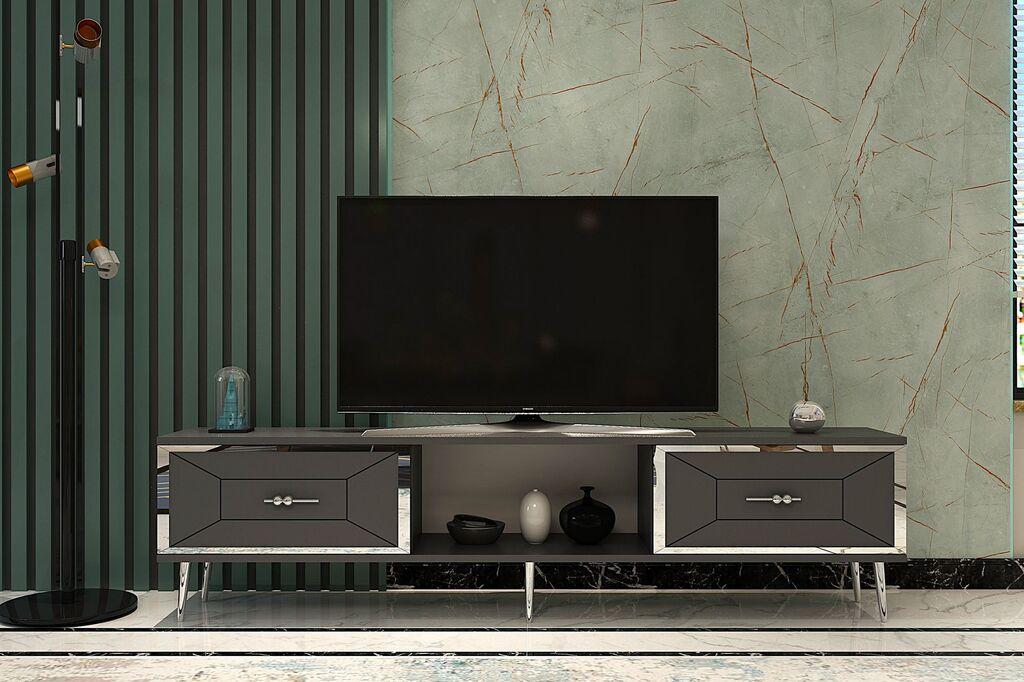 Комода за телевизор Hanah Home Arno, 150x40.6x29.6 cm, антрацит-златни бои