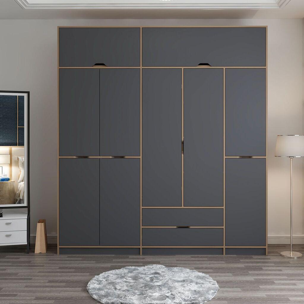Гардеробер Хана Хоум Елина-8909, 232x253x52 см, Антрацит