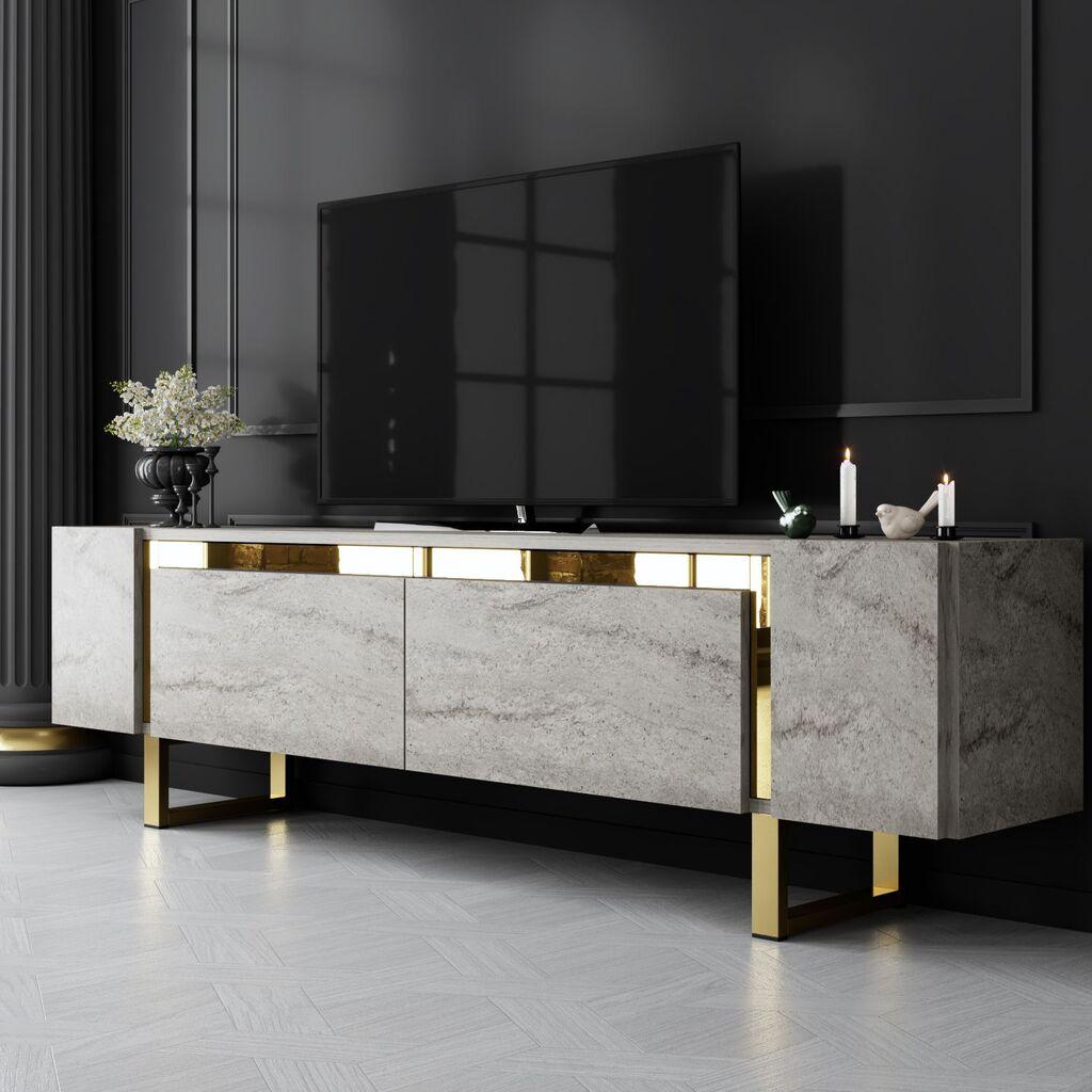 Комода за телевизор Hanah Home Yildiz, 180x50x30 см, сиво-црна