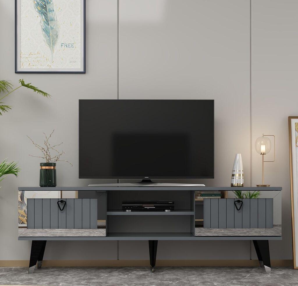 Комода за телевизор Hanah Home Lidya, 150x45.6x30 см, антрацит-златна боја