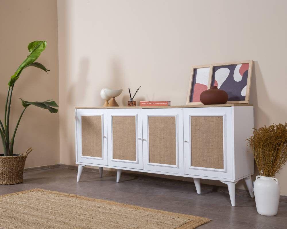 Држач за конзола Hanah Home, 80x180x41 см, бел даб