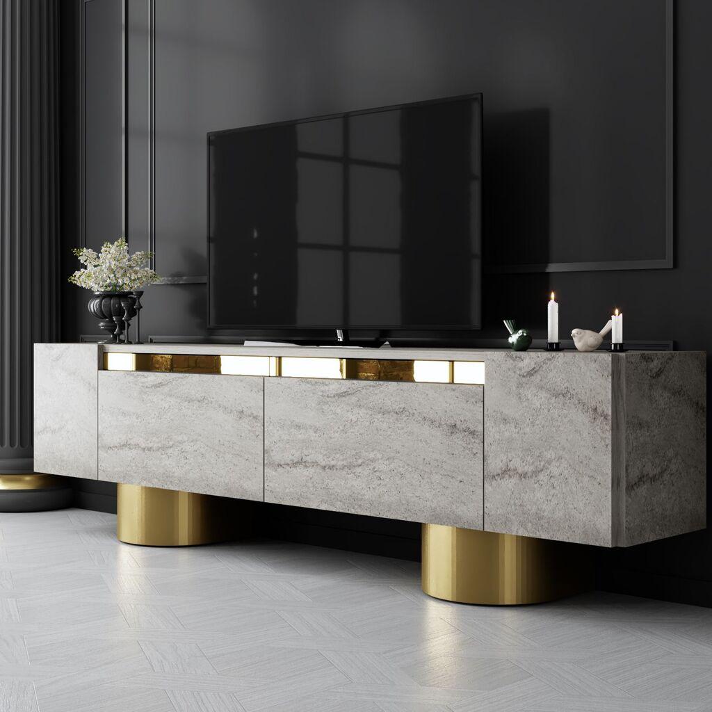 Комода за ТВ Hanah Home Bohem, 180x50x30 см, сиво-црна