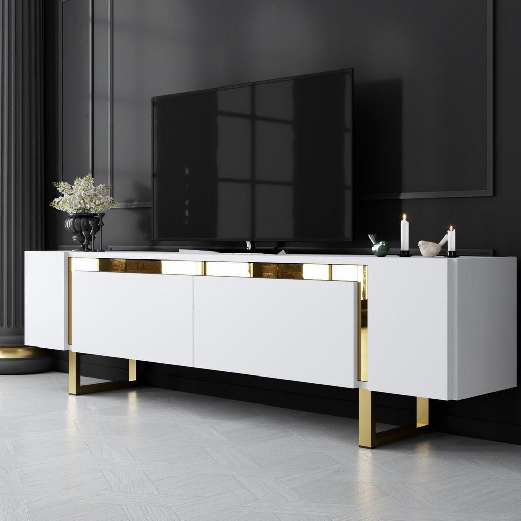 Комода за телевизор Hanah Home Yildiz, 180x50x30 см, бела-црна