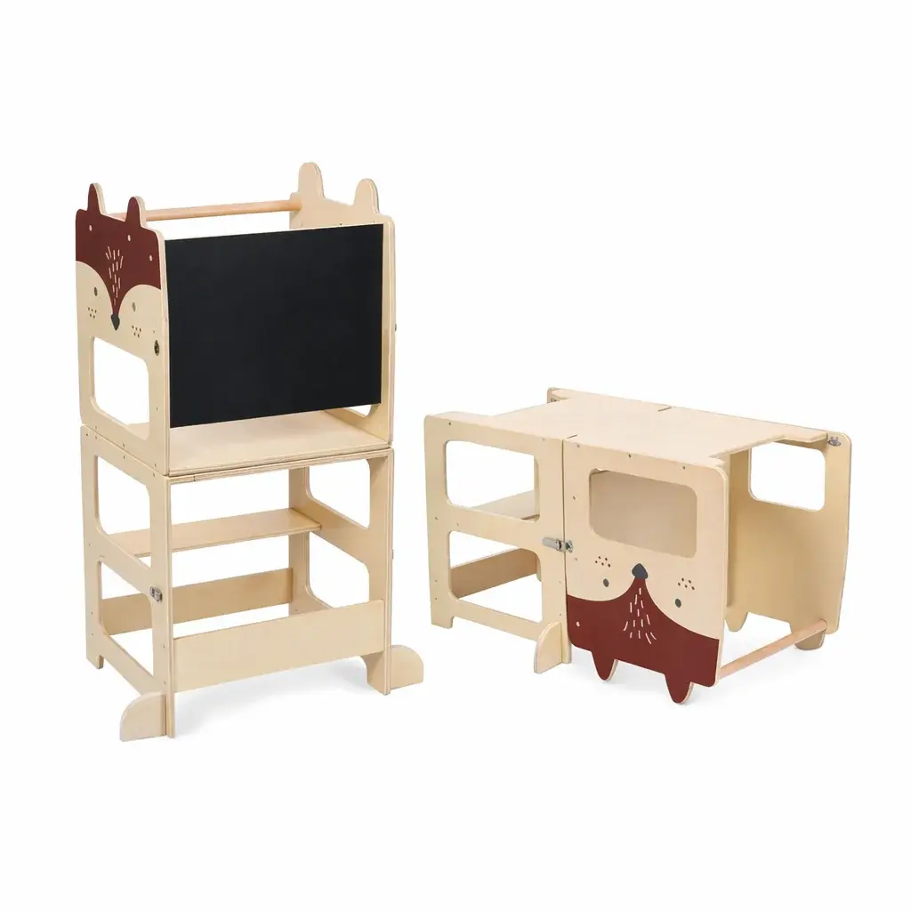 Montessori Learning Tower 3 во 1 Масичка со Столче и Табла