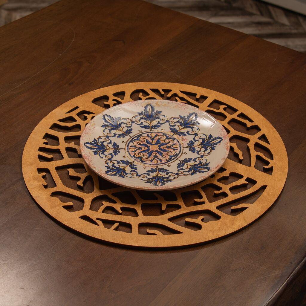 Комплет подметачи за маса Hermia Coral, 36x36 см, дрвена, 6 парчиња, окер