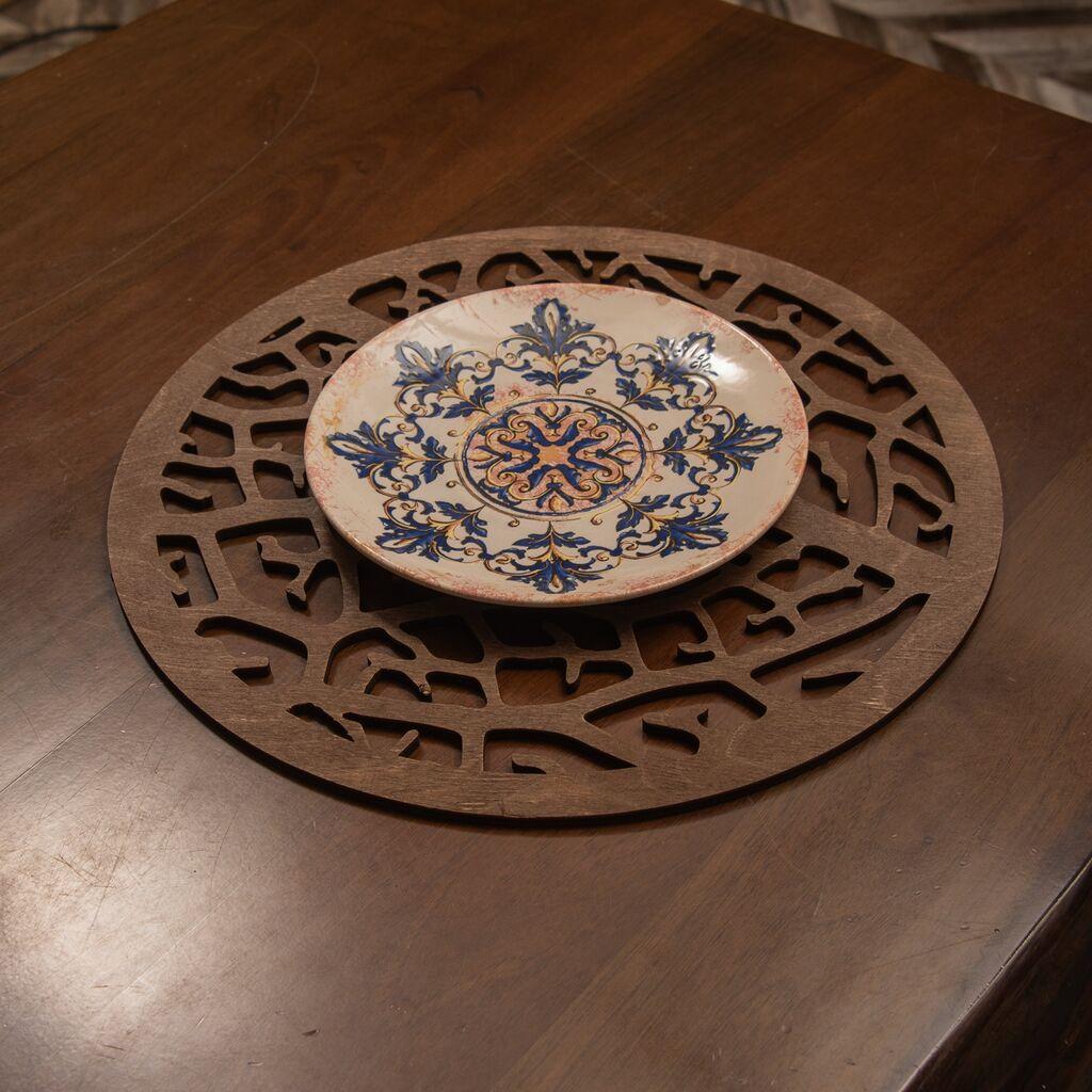 Комплет подметачи за Hermia корални, дрвени, 4 парчиња, кафеави