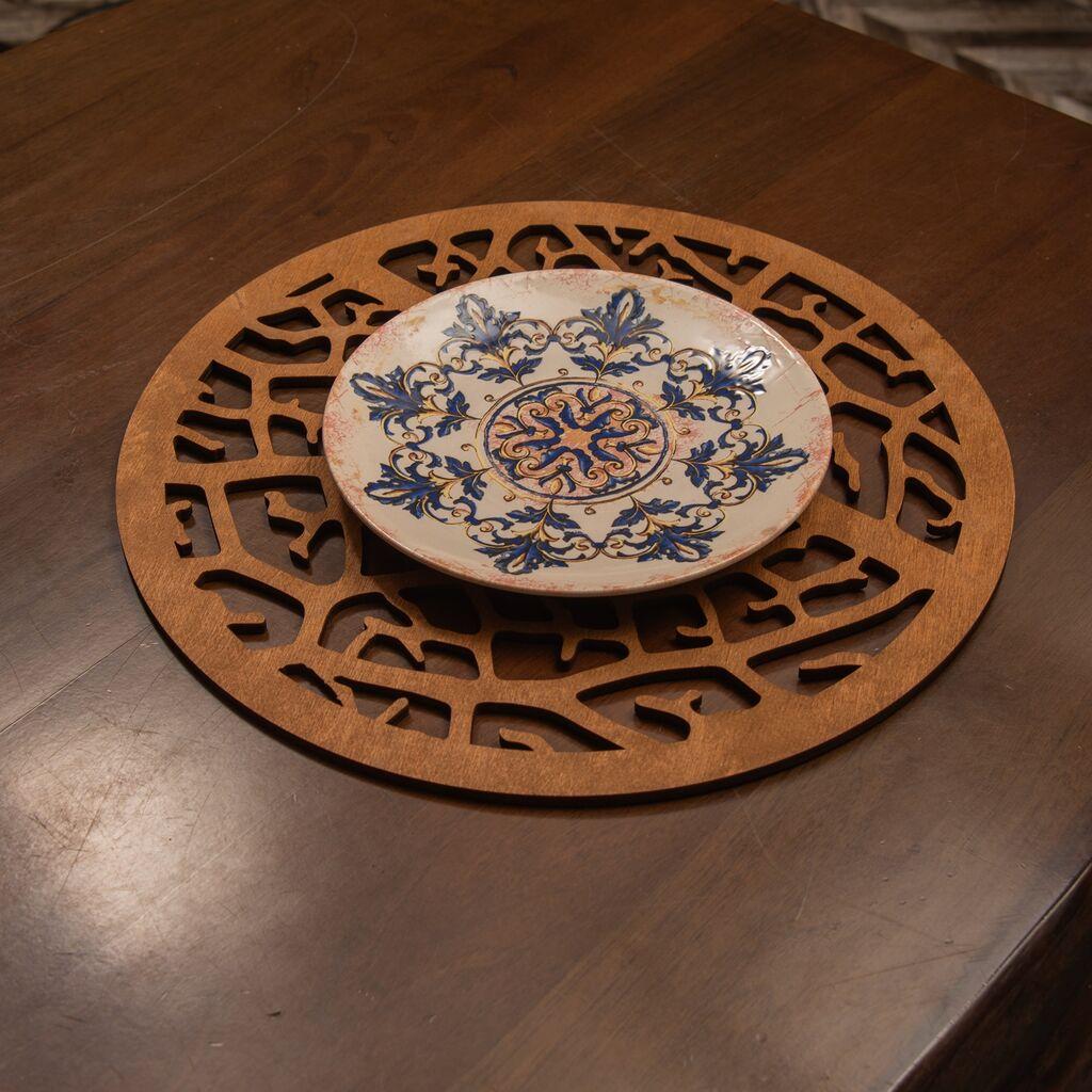 Комплет подметачи за Hermia корални, дрвени, 4 парчиња, кафеави