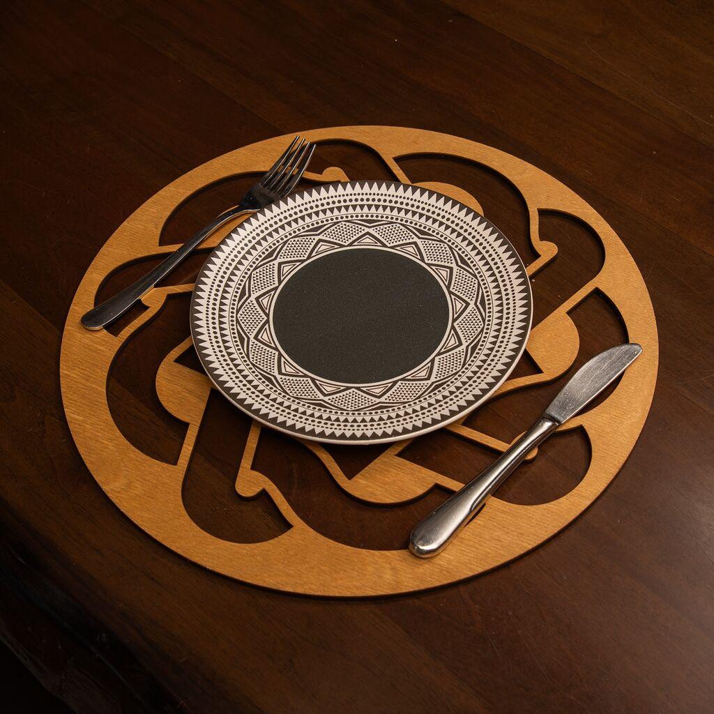 Комплет подметачи за маса Хермија Дон, 36x36 см, Дрвена, 6 парчиња, Окер